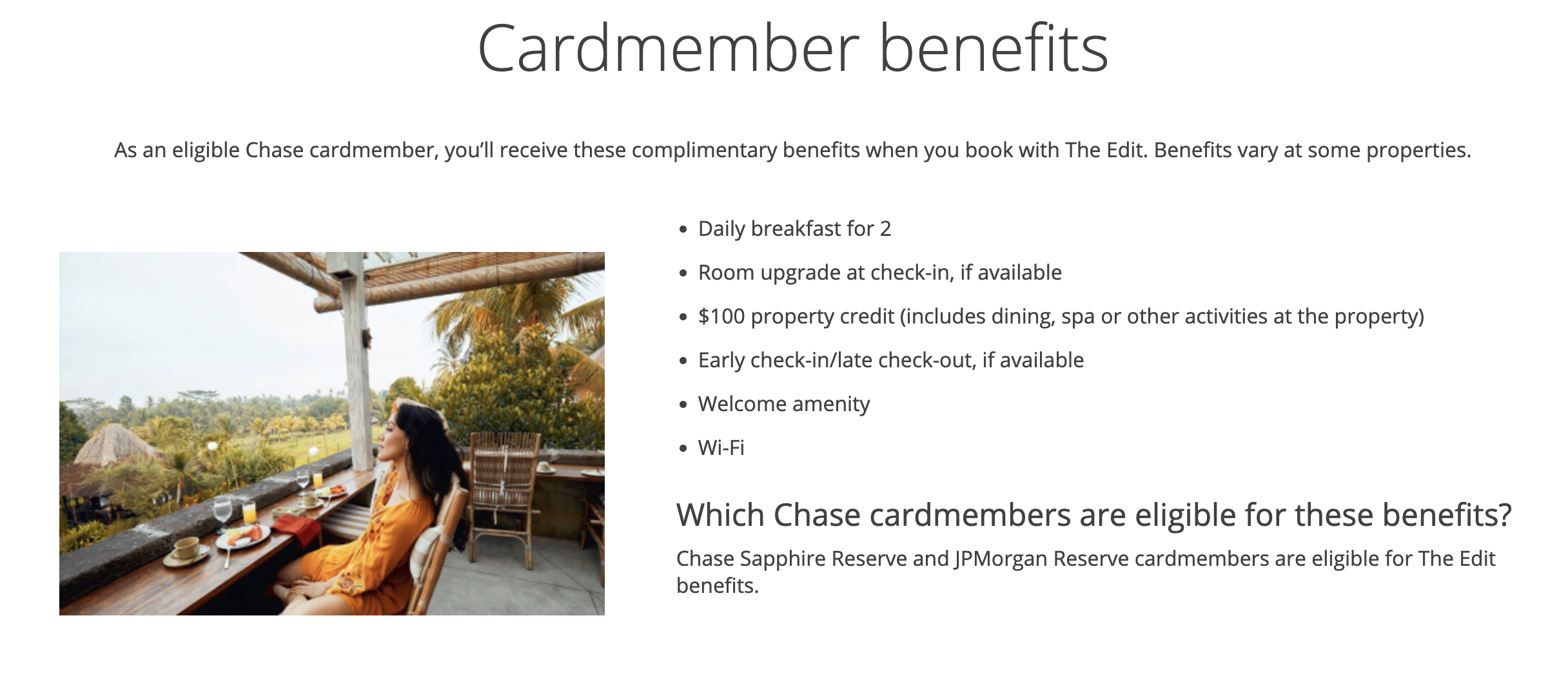 The Edit by Chase Travel elite benefits